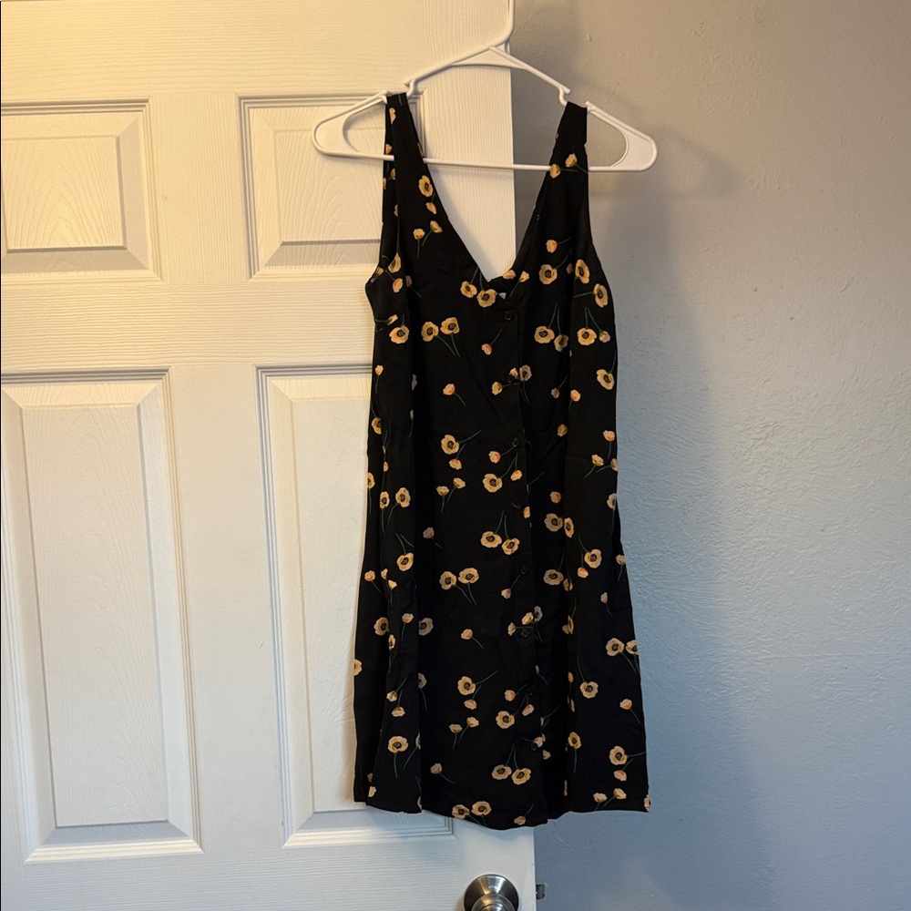 POPSUGAR Black Dress with Yellow Floral Pattern